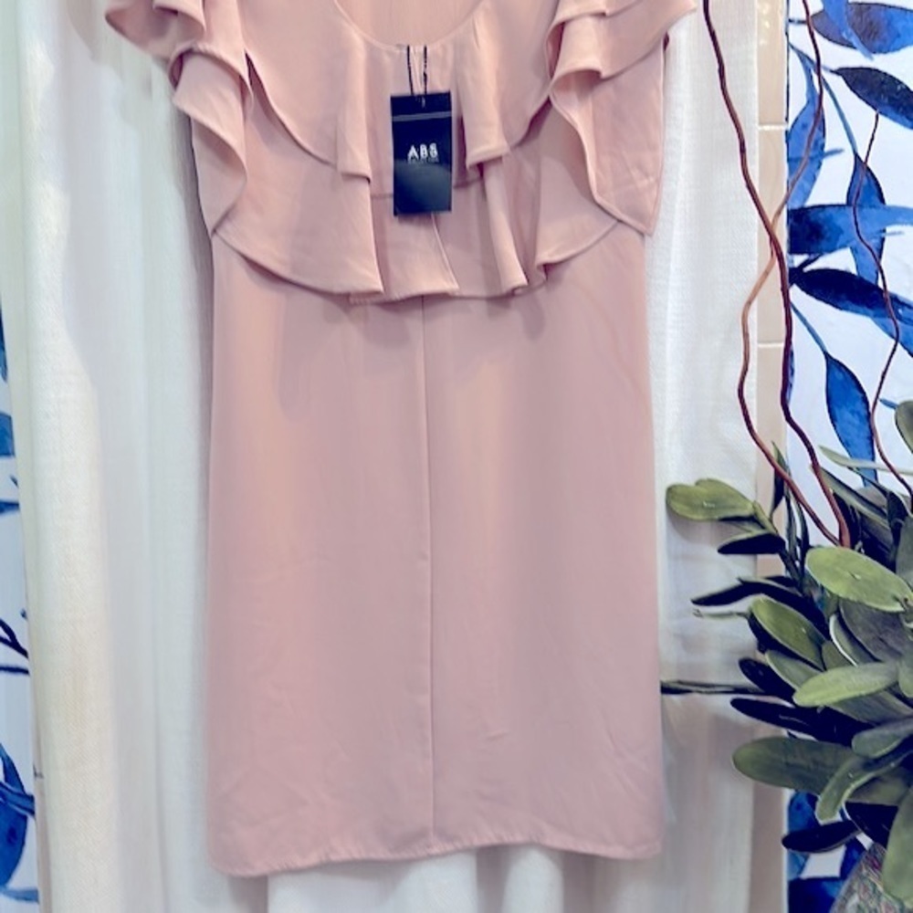 NWT Women’s ABS Collection 100% Polyester Ruffle Trim Dress Size Small - Picture 7 of 10